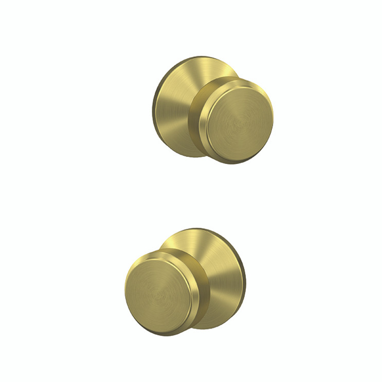 Schlage Residential Fc172 Custom Non-Turning Knob Set Double Dummy (Pair), Bowery, Kinsler Decorative Trim, Satin Brass