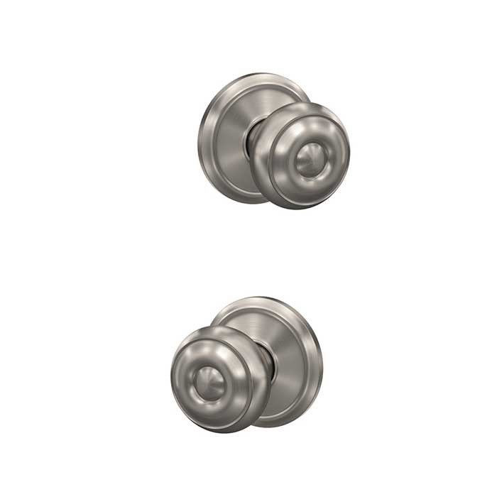 Schlage Residential Fc172 Custom Non-Turning Knob Set Double Dummy (Pair), Georgian, Alden Decorative Trim, Satin Nickel