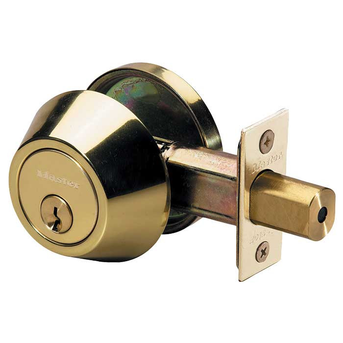 Master Lock DS06 Single Cylinder Deadbolt Grade 3, KW1 Keyway, Keyed Alike in Groups of 4, Bright Polished Brass