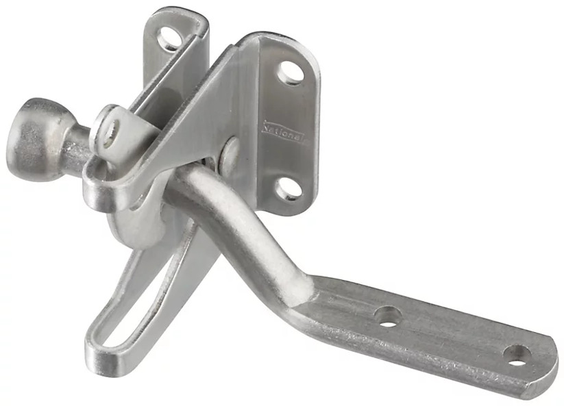 National Hardware Automatic Gate Latch, Steel, Visual Pack, Catalog #V29, Satin Stainless