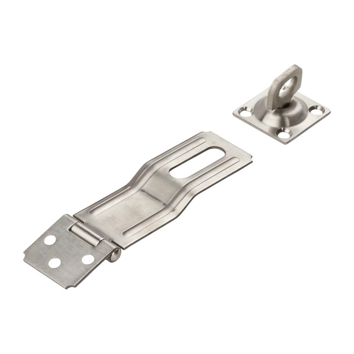 National Hardware Safety Hasp, 4-1/2", Steel, Visual Pack, Catalog #V39, Satin Stainless