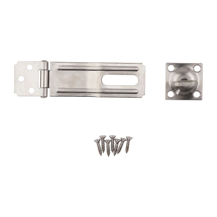 National Hardware Safety Hasp, 4-1/2", Steel, Visual Pack, Catalog #V39, Satin Stainless