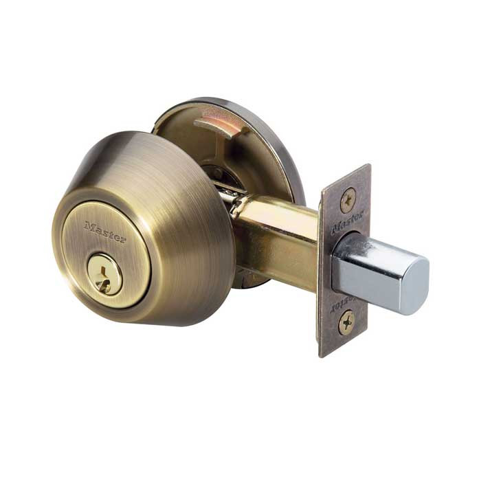 Master Lock DS06 Single Cylinder Deadbolt Grade 3, WR5 Keyway, Keyed Alike in Groups of 4, Antique Brass