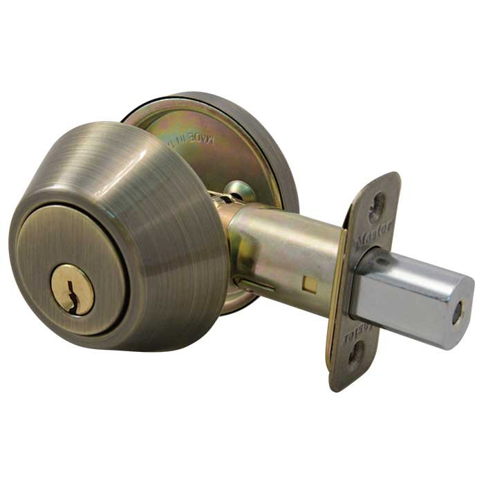 Master Lock Single Cylinder Deadbolt Grade 3, Sc1 Keyway, Antique, Satin Brass Blackened