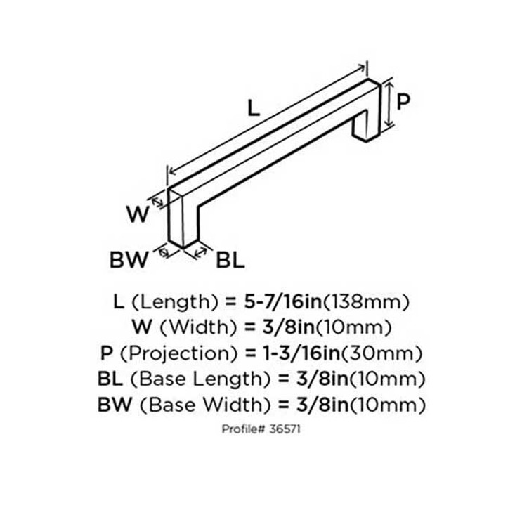 Amerock Monument Cabinet Pull In Satin Nickel 5-7/16" Length 128Mm Ctc, Satin Nickel