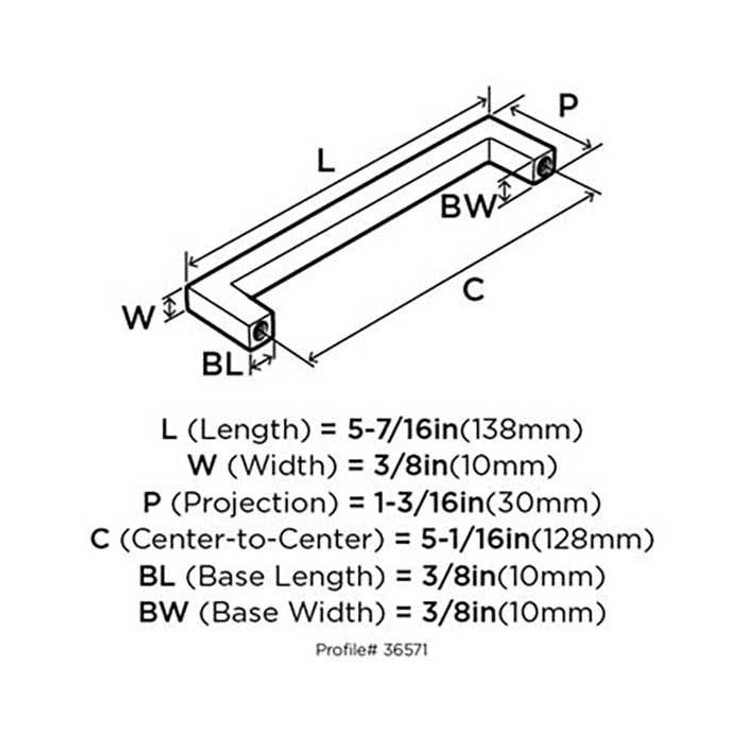 Amerock Monument Cabinet Pull In Satin Nickel 5-7/16" Length 128Mm Ctc, Satin Nickel
