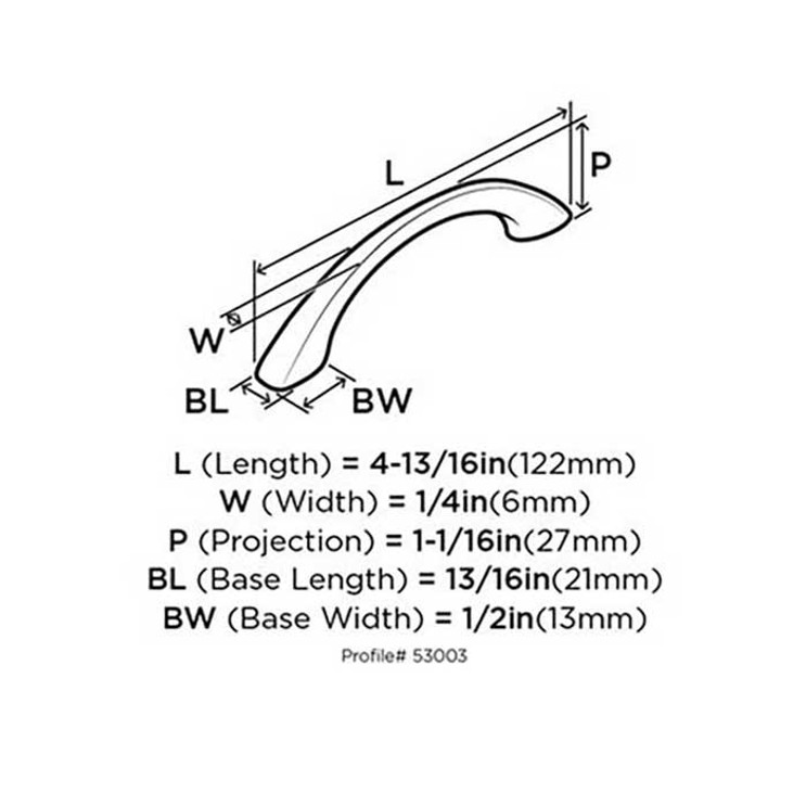 Amerock Vaile Cabinet Pull 3-3/4" (96 Mm) Ctc, Flat Black