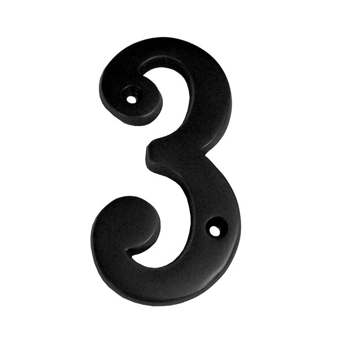 Better Home Products 4" Solid Brass House Number #3, Matte Black