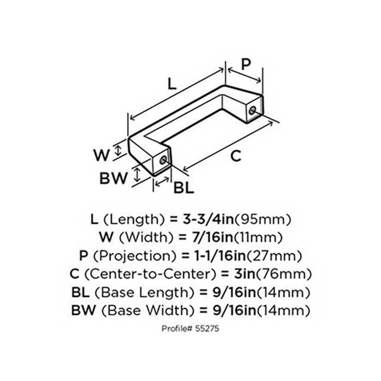 Amerock Blackrock Cabinet Pull 3" (76 Mm) Ctc, Antique Bronze