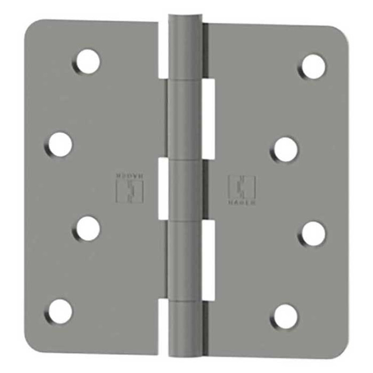 Hager Full Mortise Residential Hinge 1/4" Radius Corner Plain Bearing 4" X 4", Satin Stainless Steel