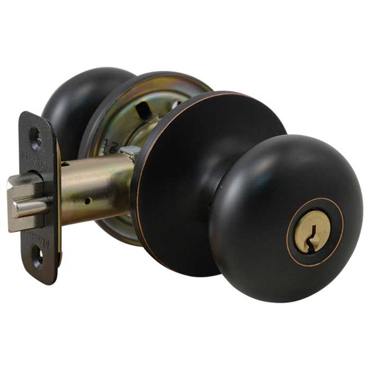 Master Lock Biscuit Knob Entry Lockset Grade 3, Keyed, Sc1 Keyway, 6-Way Latch, Antique Bronze