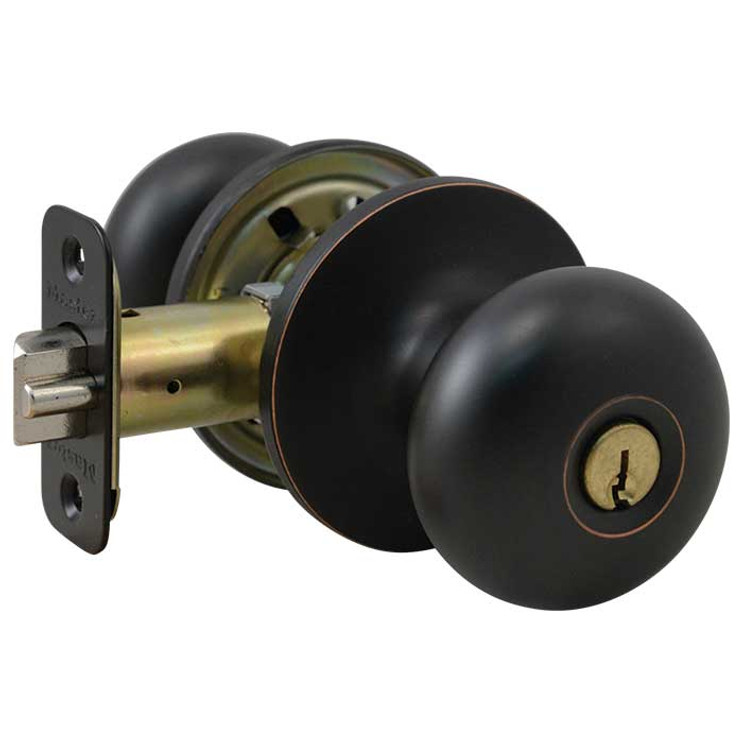 Master Lock BC01 Biscuit Knob Entry Lockset Grade 3, Keyed, KW1 Keyway, Keyed Alike in Groups of 4, 6-Way Latch, Antique Bronze