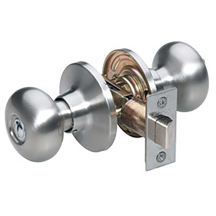 Master Lock Biscuit Knob Privacy Lockset Grade 3, 6-Way Latch, Satin Nickel