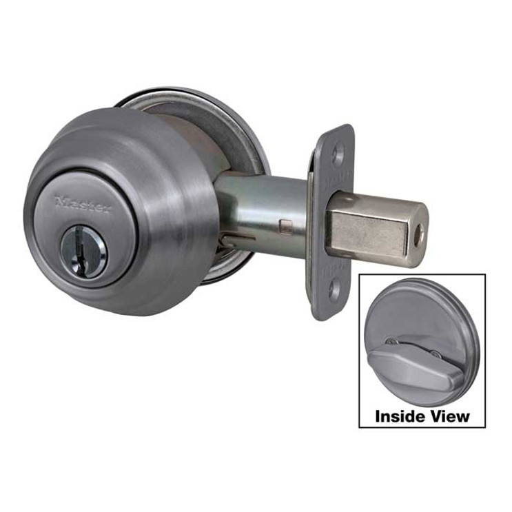 Master Lock Single Cylinder Deadbolt Grade 1, Sc1 Keyway, Satin Nickel