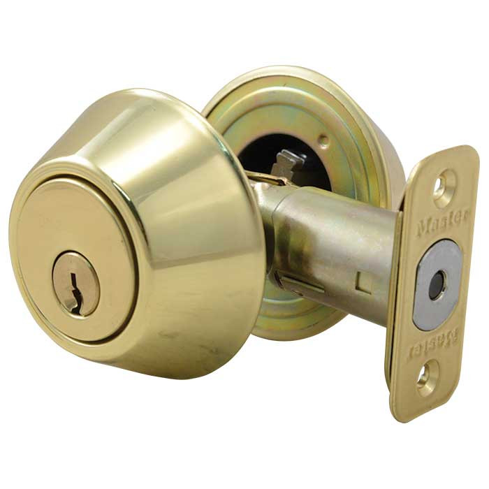 Master Lock Double Cylinder Deadbolt Grade 3, Sc1 Keyway, Bright Polished Brass