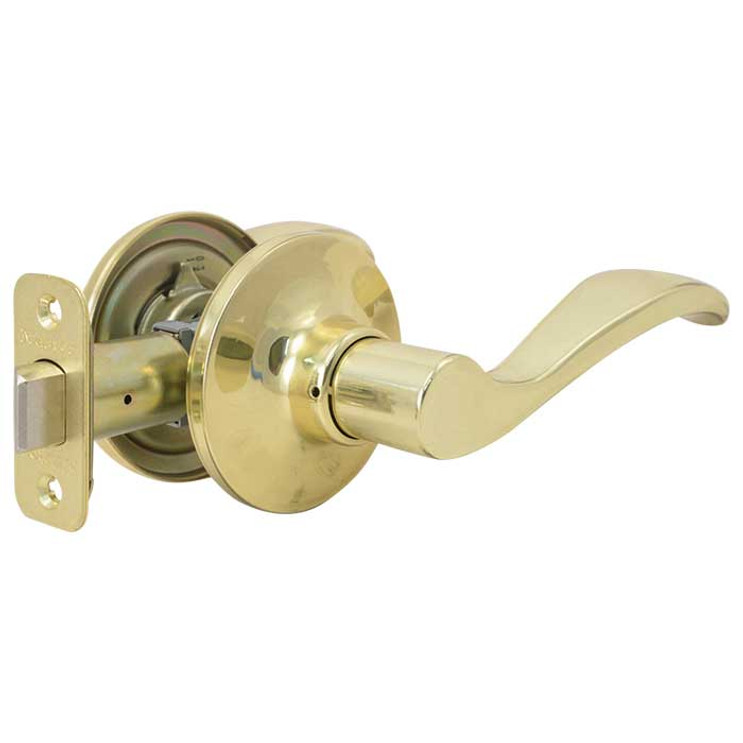 Master Lock Wave Lever Passage Lockset Grade 3, Style, 6-Way Latch, Bright Polished Brass