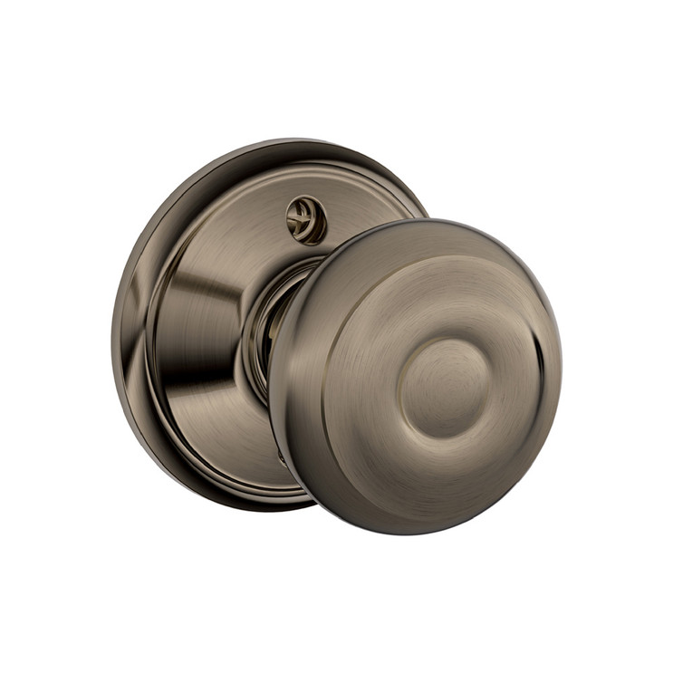 Schlage Residential F170 Georgian Knob Single Dummy Trim Function, Antique, Satin Nickel Blackened
