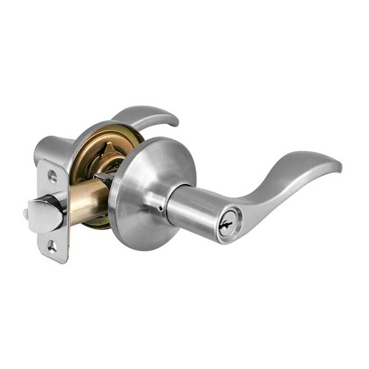 Master Lock Wave Lever Entry Lockset Grade 3, Style, Keyed, 6-Way Latch, Keyed Alike, Wr3/5 Keyway, Satin Nickel