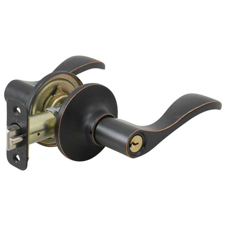 Master Lock Wave Lever Entry Lockset Grade 3, Style, Keyed, 6-Way Latch, Aged, Keyed Alike, Sc1 Keyway, Antique Bronze