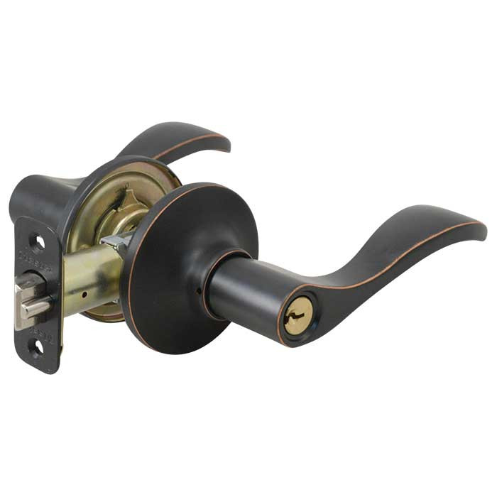 Master Lock Wave Lever Entry Lockset Grade 3, Style, Keyed, 6-Way Latch, Aged, Keyed Alike, Sc1 Keyway, Antique Bronze