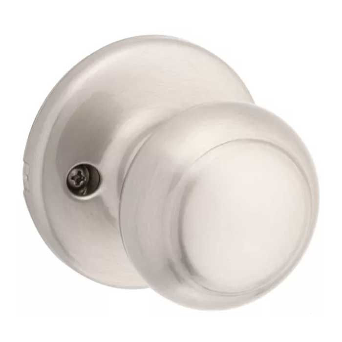 Kwikset Cove Passage Knob With 6-Way Adjustable Latch And Round Corner Strike, Satin Nickel
