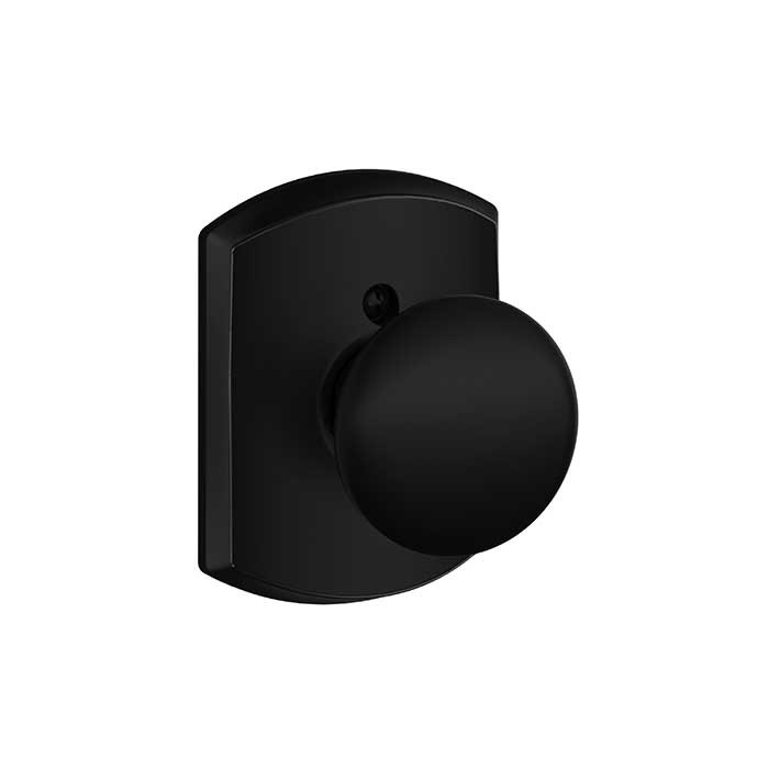 Schlage Residential F170 Plymouth Knob Single Dummy Trim With Greenwich Trim Function, Decorative, Matte Black