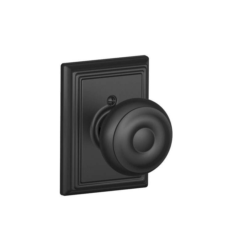 Schlage Residential F170 Georgian Knob Single Dummy Trim With Addison Trim Function, Decorative, Matte Black