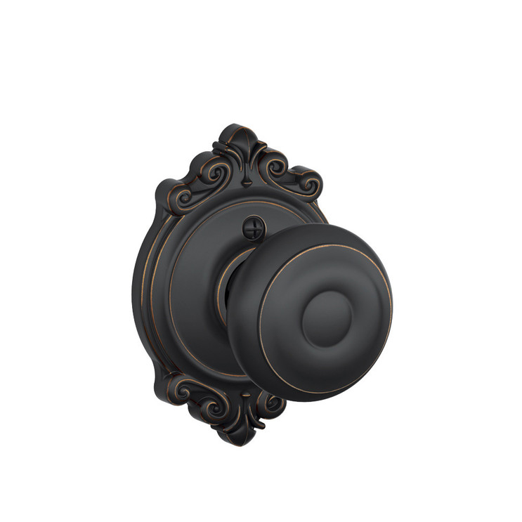Schlage Residential F170 Georgian Knob Single Dummy Trim With Brookshire Trim Function, Decorative, Aged Bronze
