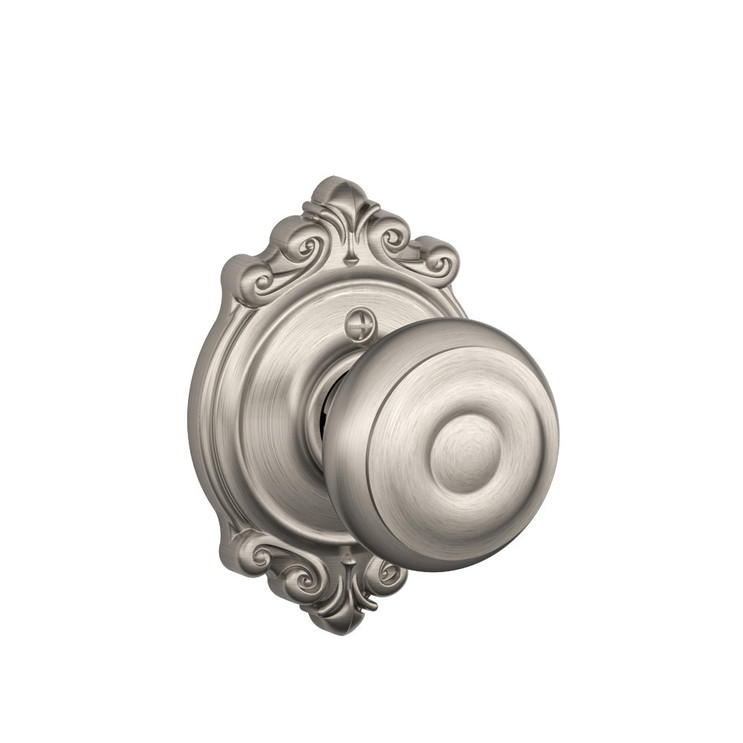 Schlage Residential F170 Georgian Knob Single Dummy Trim With Brookshire Trim Function, Decorative, Satin Nickel