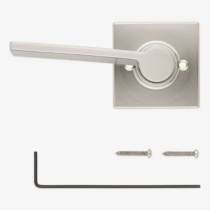 Kwikset Ladera Half Dummy Lever With Square Rose, Left Hand, Satin Nickel