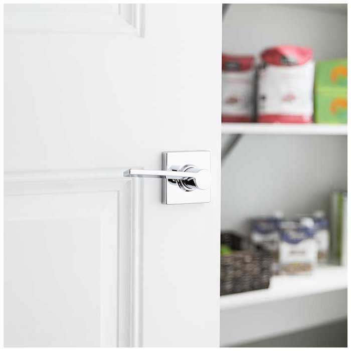 Kwikset Ladera Half Dummy Lever With Square Rose, Left Hand, Bright Polished Chrome