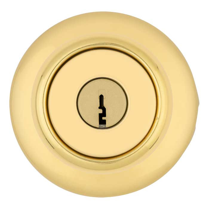 Kwikset Tylo Keyed Entry Knob Smartkey With 6-Way Adjustable Latch And Round Corner Strike, Bright Polished Brass