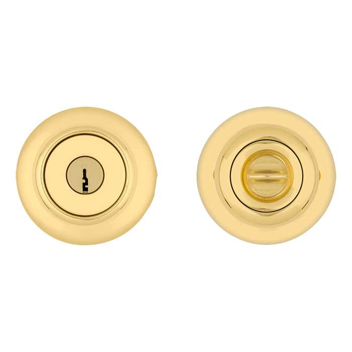 Kwikset Tylo Keyed Entry Knob Smartkey With 6-Way Adjustable Latch And Round Corner Strike, Bright Polished Brass