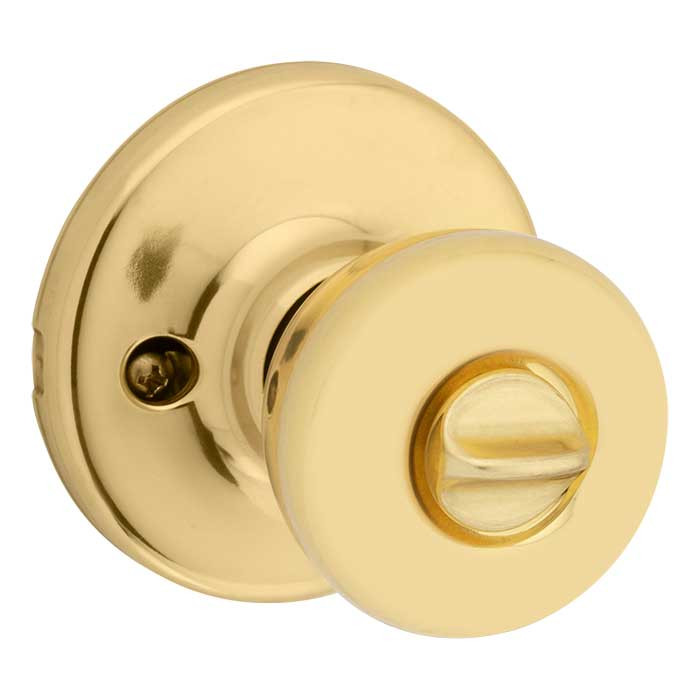 Kwikset Tylo Keyed Entry Knob Smartkey With 6-Way Adjustable Latch And Round Corner Strike, Bright Polished Brass