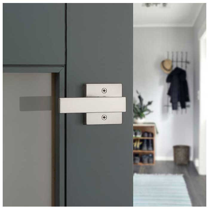 Kwikset Singapore Half Dummy Lever With Square Rose, Satin Nickel