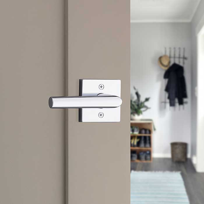 Kwikset Milan Half Dummy Lever With Square Rose, Bright Polished Chrome