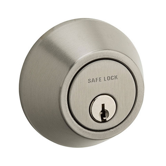 Safe Lock SD9102 UL Fire Rated Single Cylinder Deadbolt, Round Corner Adjustable Latch, Round Corner Strike, Satin Nickel