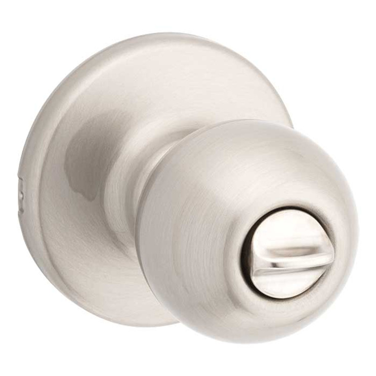 Kwikset Polo Privacy Knob With 6-Way Adjustable Latch And Round Corner Strike, Satin Nickel
