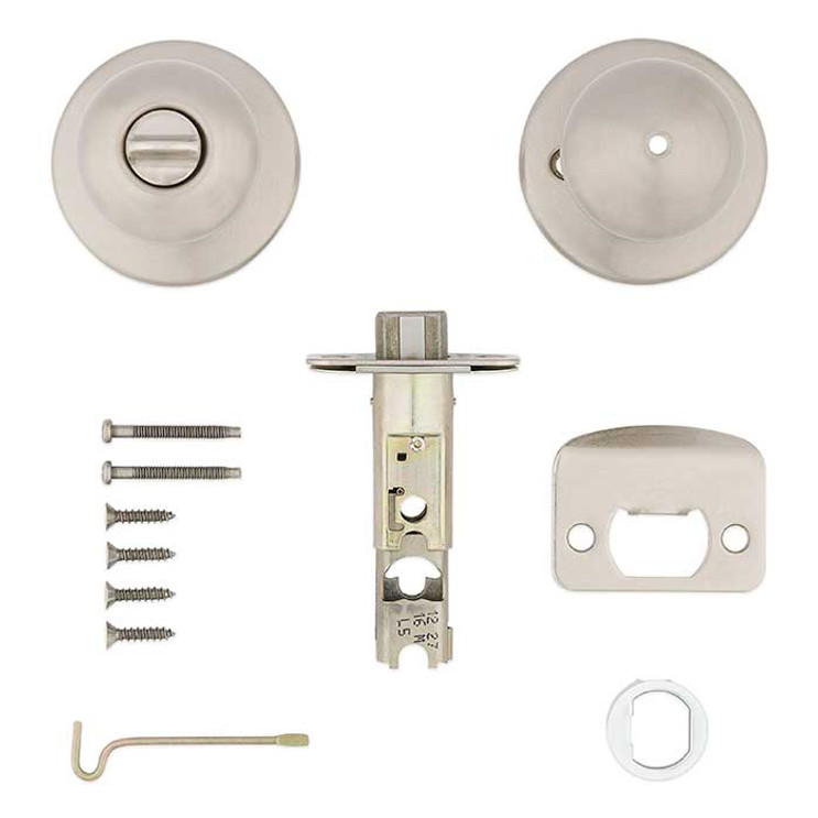 Kwikset Polo Privacy Knob With 6-Way Adjustable Latch And Round Corner Strike, Satin Nickel