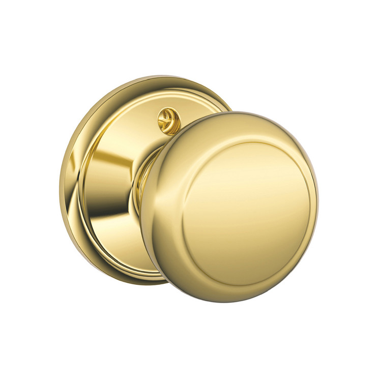 Schlage Residential F170 Andover Knob Single Dummy Trim Function, Bright Polished Brass
