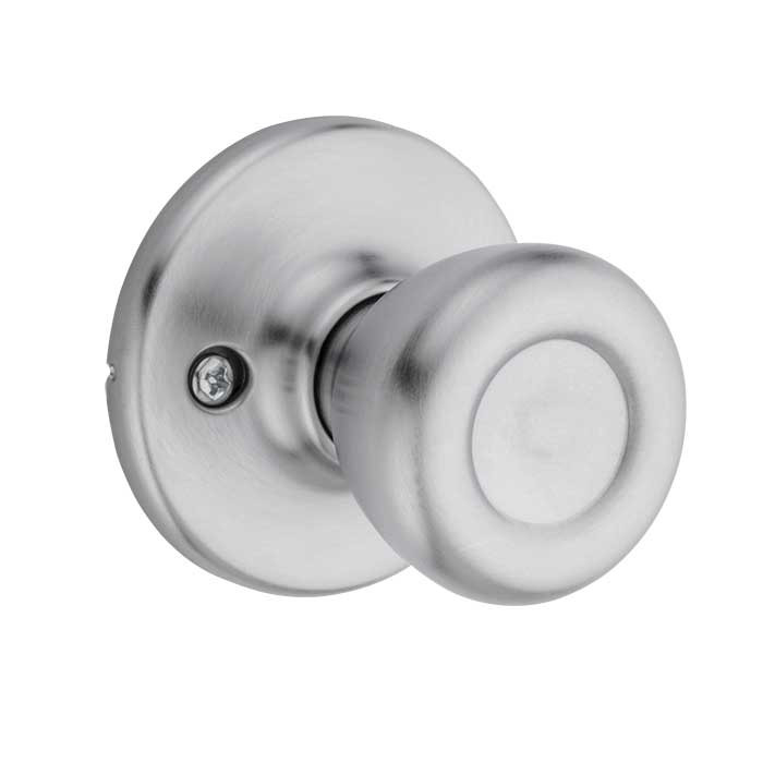 Kwikset Tylo Passage Knob With 6-Way Adjustable Latch And Round Corner Strike, Satin Chrome