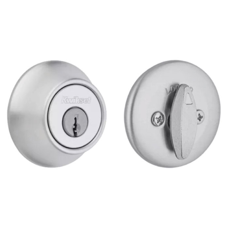 Kwikset 660 Single Cylinder Deadbolt Round Smartkey With Round Corner Adjustable Latch And Round Corner Strike, Satin Chrome