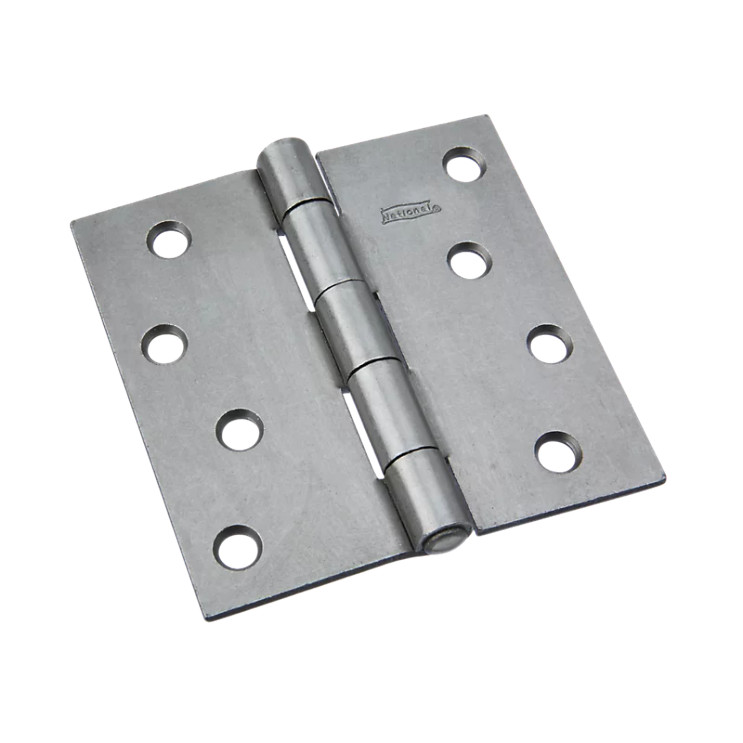 National Hardware Full Mortise Hinge 5 Knuckle, 4" X 4", Square Corner, Non-Removable Pin, Plain, Steel
