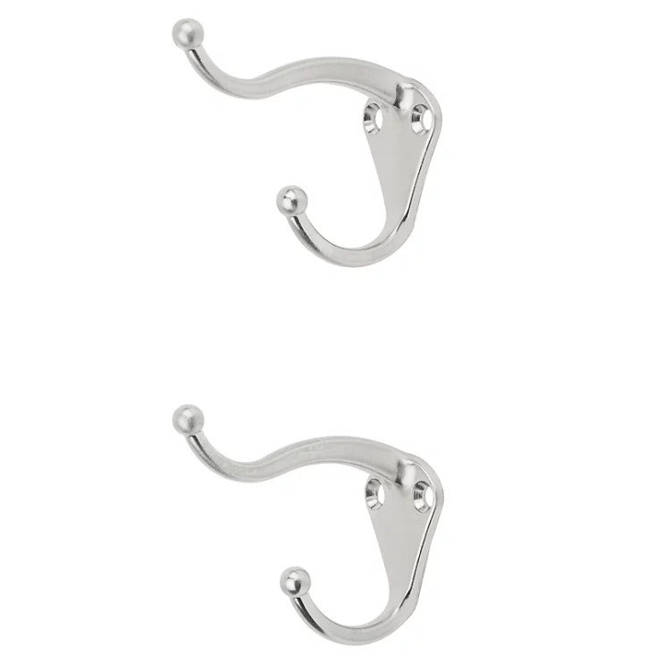 National Hardware Coat & Hat Hook . 3" Projection, Visual Pack Of 2 Pieces, Catalog #V160, Satin Nickel