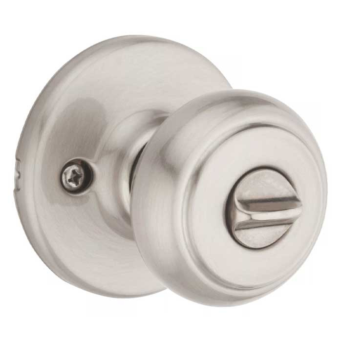 Kwikset Cove Keyed Entry Knob With 6-Way Adjustable Latch And Round Corner Strike, Satin Nickel