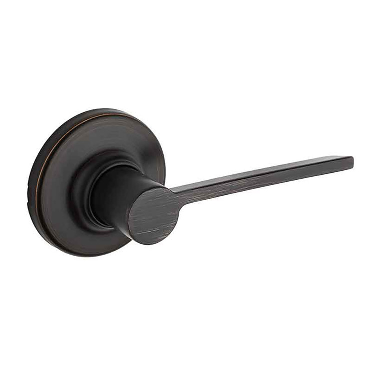 Kwikset Ladera Passage Lever With Round Rose, 6-Way Adjustable Latch And Round Corner Strike, Venetian Bronze