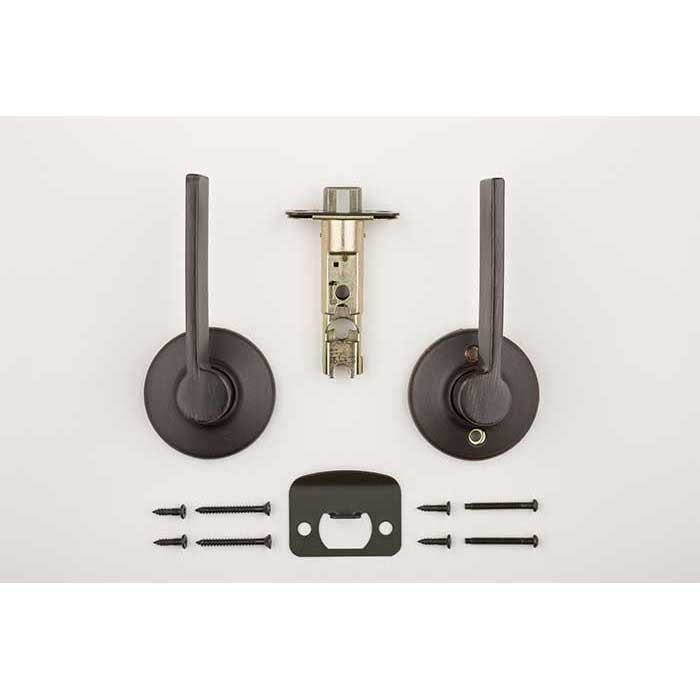 Kwikset Ladera Passage Lever With Round Rose, 6-Way Adjustable Latch And Round Corner Strike, Venetian Bronze