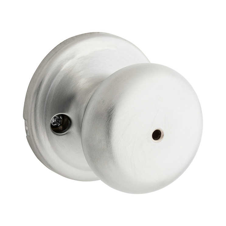 Kwikset Hancock Privacy Knob With 6-Way Adjustable Latch And Round Corner Strike, Satin Chrome