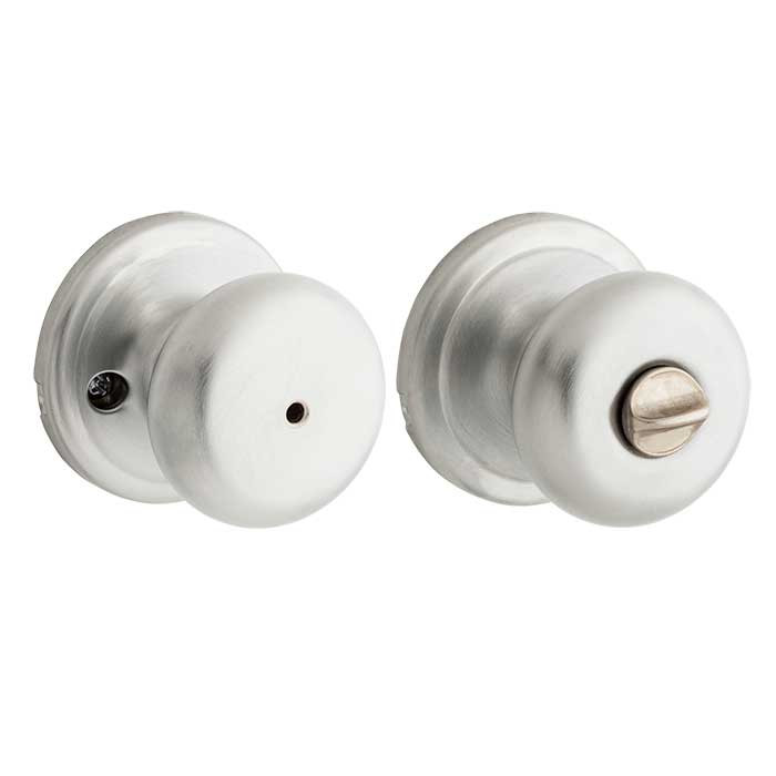 Kwikset Hancock Privacy Knob With 6-Way Adjustable Latch And Round Corner Strike, Satin Chrome