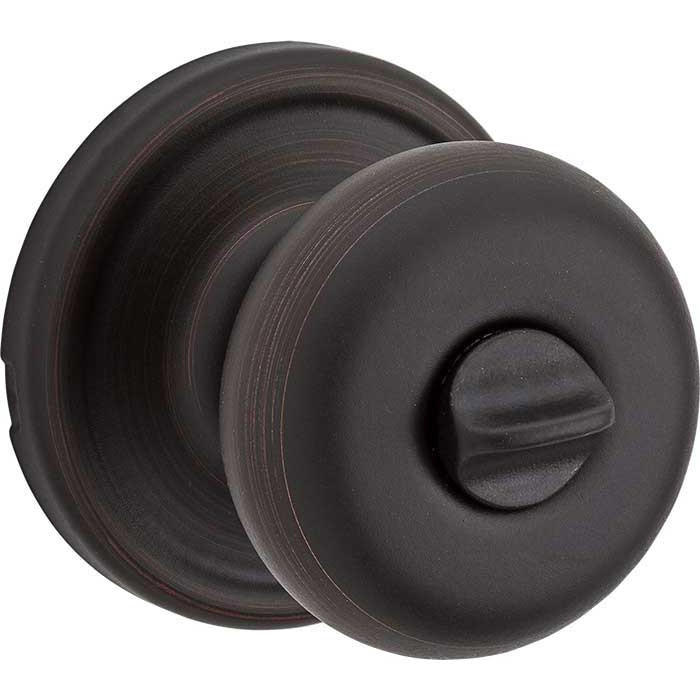 Kwikset Hancock Privacy Knob With 6-Way Adjustable Latch And Round Corner Strike, Venetian Bronze